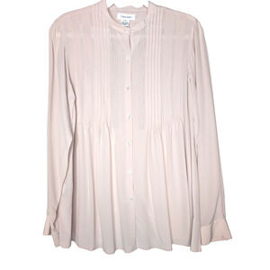 Calvin Klein Blush Pink Silk Pintuck Sheer Chiffon Coquette Soft Girl Tunic SZ 8